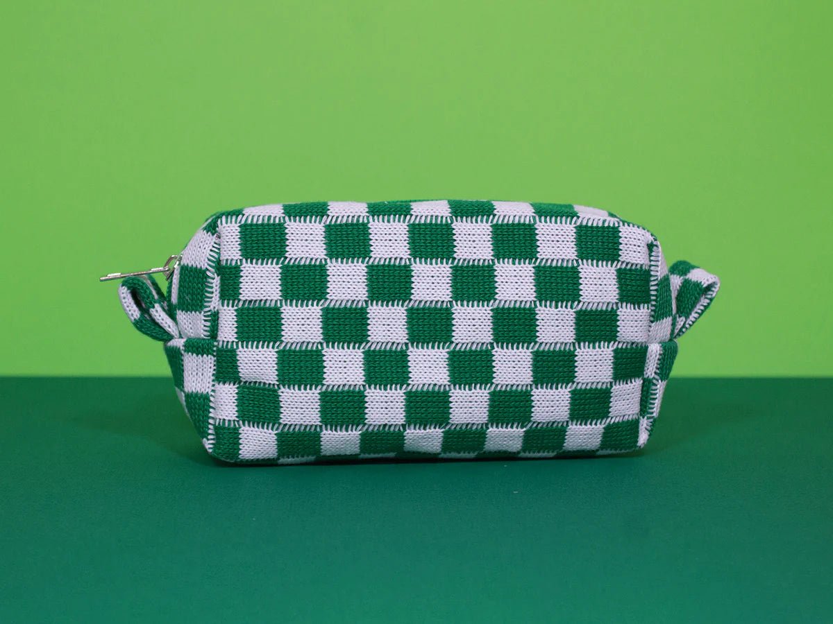 Clarence & Co. Green and White Checked Pouch